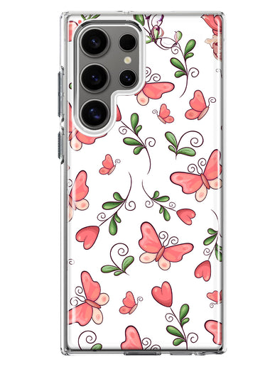 Mundaze - Case for Samsung Galaxy S22 Ultra Slim Shockproof Hard Shell Soft TPU Heavy Duty Protective Phone Cover - Cute Pink Butterflies
