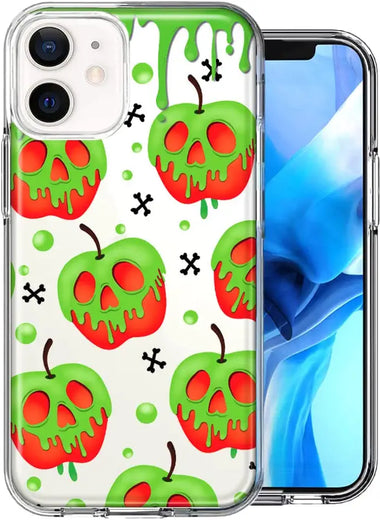 Apple iPhone 15 Plus Halloween Poison Apple Skulls Spooky Fairy Tales Design Double Layer Phone Case Cover