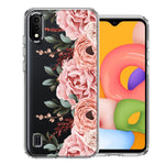 For Samsung Galaxy A01 Blush Pink Peach Spring Flowers Peony Rose Phone Case Cover