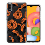 Samsung Galaxy A01 Orange Chrysanthemum Flowers Design Double Layer Phone Case Cover