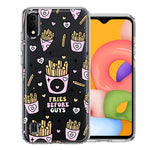 Samsung Galaxy A01 Cute Valentine Pink Love Hearts Fries Before Guys Double Layer Phone Case Cover