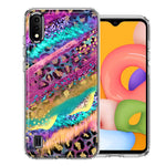 Samsung Galaxy A01 Leopard Paint Colorful Beautiful Abstract Milkyway Double Layer Phone Case Cover