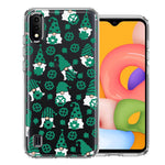 Samsung Galaxy A01 Lucky Green St Patricks Day Cute Gnomes Shamrock Polkadots Double Layer Phone Case Cover