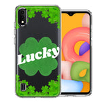 Samsung Galaxy A01 Lucky St Patrick's Day Shamrock Green Clovers Double Layer Phone Case Cover