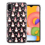 Samsung Galaxy A01 Pink Blush Valentines Day Flower Hearts Gnome Characters Cute Double Layer Phone Case Cover