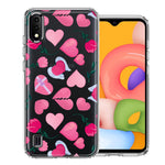 Samsung Galaxy A01 Pretty Valentines Day Hearts Chocolate Candy Angel Flowers Double Layer Phone Case Cover