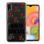 Samsung Galaxy A01 Anti Social Roses Design Double Layer Phone Case Cover