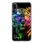 Samsung Galaxy A01 Neon Rainbow Swag Tiger Hybrid Protective Phone Case Cover