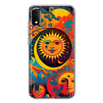 Samsung Galaxy A01 Neon Rainbow Psychedelic Indie Hippie Sun Moon Hybrid Protective Phone Case Cover