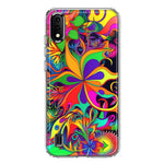 Samsung Galaxy A01 Neon Rainbow Psychedelic Hippie Wild Flowers Hybrid Protective Phone Case Cover