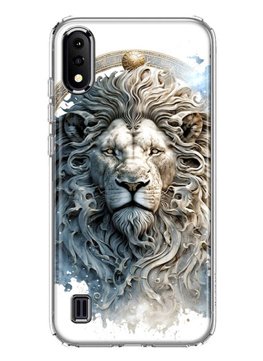 Samsung Galaxy A01 Abstract Lion Sculpture Hybrid Protective Phone Case Cover