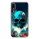 Samsung Galaxy A01 Blue Apocalypse Cyberpunk Skull Feather Double Layer Phone Case Cover