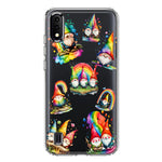 Samsung Galaxy A01 Colorful Neon Glow Rainbow Gnomes Painting Hybrid Protective Phone Case Cover