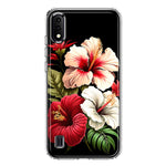 Samsung Galaxy A01 Pink Red Hibiscus Wild Flowers Floral Hybrid Protective Phone Case Cover