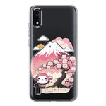 Samsung Galaxy A01 Kawaii Manga Pink Cherry Blossom Fuji Mountain Mochi Girl Hybrid Protective Phone Case Cover