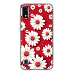 Samsung Galaxy A01 Cute White Red Daisies Polkadots Double Layer Phone Case Cover