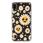 Samsung Galaxy A01 Cute Smiley Face White Daisies Double Layer Phone Case Cover