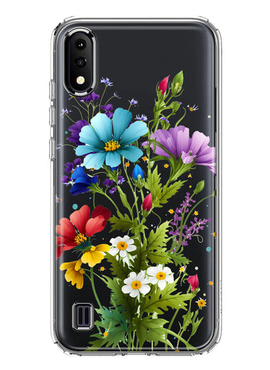 Samsung Galaxy A01 Purple Yellow Red Spring Flowers Floral Hybrid Protective Phone Case Cover