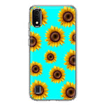 Samsung Galaxy A01 Yellow Sunflowers Polkadot on Turquoise Teal Double Layer Phone Case Cover