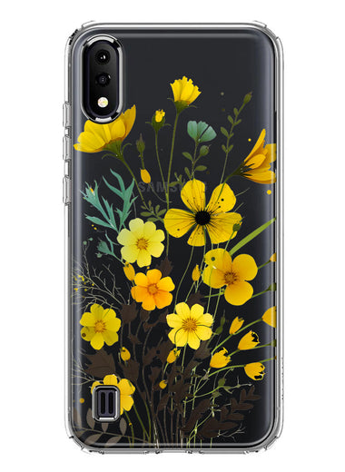 Samsung Galaxy A01 Yellow Summer Flowers Floral Hybrid Protective Phone Case Cover