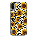 Samsung Galaxy A01 White Zebra Sunflowers Polkadots Double Layer Phone Case Cover