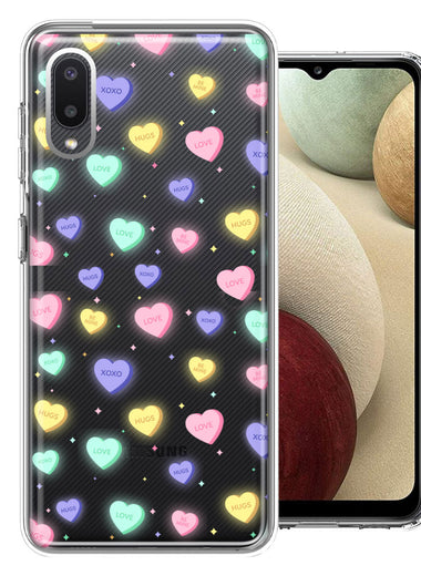 Samsung Galaxy A02 Valentine's Day Heart Candies Polkadots Design Double Layer Phone Case Cover