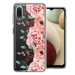 For Samsung Galaxy A02 Blush Pink Peach Spring Flowers Peony Rose Phone Case Cover