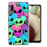 Samsung Galaxy A02 Bright Rainbow Nightmare Skulls Spooky Season Halloween Design Double Layer Phone Case Cover