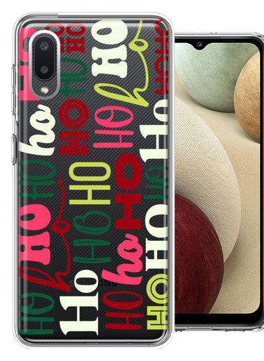 Samsung Galaxy A02 Christmas Santa Ho Ho Ho textagraphy Festive Holiday Double Layer Phone Case Cover