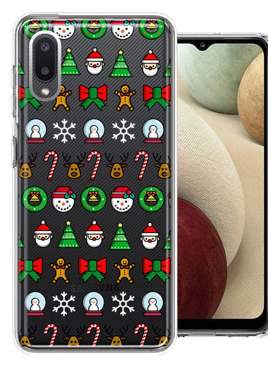 Samsung Galaxy A02 Classic Christmas Polka Dots Santa Snowman Reindeer Candy Cane Design Double Layer Phone Case Cover