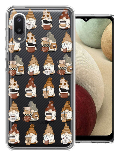 Samsung Galaxy A02 Cute Morning Coffee Lovers Gnomes Characters Drip Iced Latte Americano Espresso Brown Double Layer Phone Case Cover