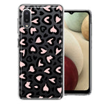 Samsung Galaxy A02 Cute Pink Leopard Print Hearts Valentines Day Love Double Layer Phone Case Cover