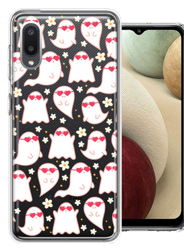 Samsung Galaxy A02 Floating Heart Glasses Love Ghosts Vaneltines Day Cutie Daisy Double Layer Phone Case Cover