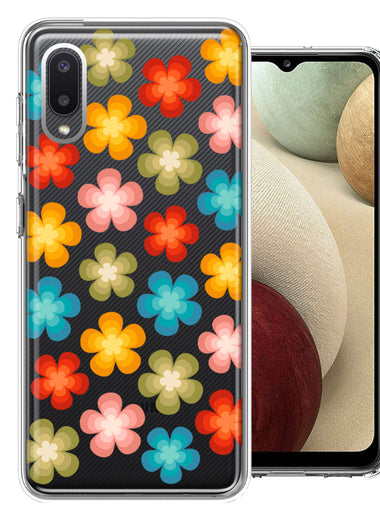 Samsung Galaxy A02 Groovy Gradient Retro Color Flowers Double Layer Phone Case Cover