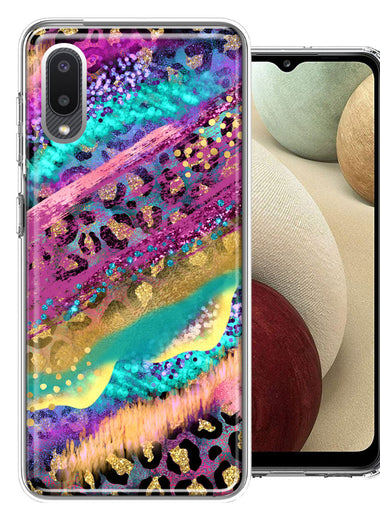 Samsung Galaxy A02 Leopard Paint Colorful Beautiful Abstract Milkyway Double Layer Phone Case Cover