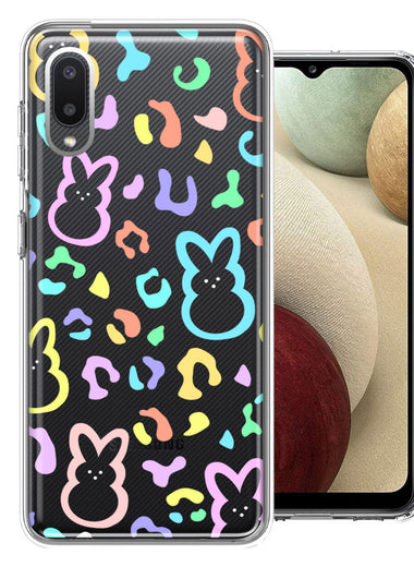 Samsung Galaxy A02 Leopard Easter Bunny Candy Colorful Rainbow Double Layer Phone Case Cover