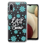 Samsung Galaxy A02 Christmas Holiday Let It Snow Winter Blue Snowflakes Design Double Layer Phone Case Cover