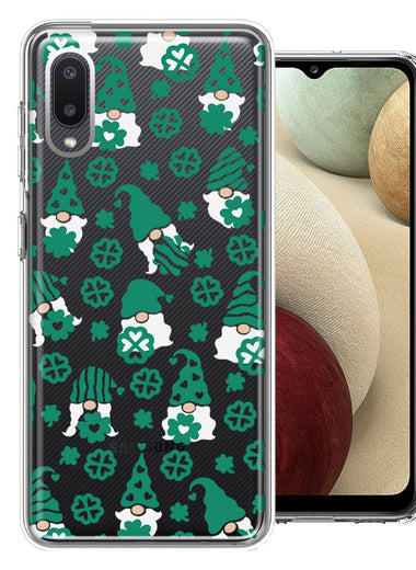 Samsung Galaxy A02 Lucky Green St Patricks Day Cute Gnomes Shamrock Polkadots Double Layer Phone Case Cover