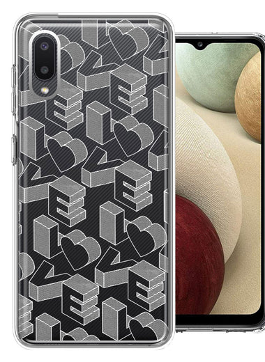 Samsung Galaxy A02 3D Love Letters Hearts Valentine's Day Double Layer Phone Case Cover