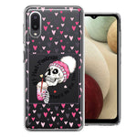 Samsung Galaxy A02 Pink Dead Valentine Skull Frap Hearts If I had Feelings They'd Be For You Love Double Layer Phone Case Cover