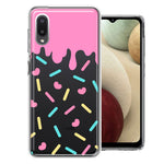 Samsung Galaxy A02 Pink Drip Frosting Cute Heart Sprinkles Kawaii Cake Design Double Layer Phone Case Cover