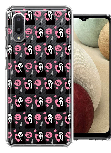 Samsung Galaxy A02 Pink Horror Valentine Character Ghostface Boyfriend Call Me Hearts Double Layer Phone Case Cover