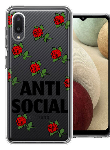 Samsung Galaxy A02 Anti Social Roses Design Double Layer Phone Case Cover
