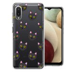 Samsung Galaxy A02 Black Cat Polkadots Design Double Layer Phone Case Cover
