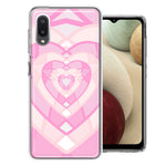 Samsung Galaxy A02 Pink Gem Hearts Design Double Layer Phone Case Cover