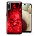 Samsung Galaxy A02 Red Flaming Skull Double Layer Phone Case Cover