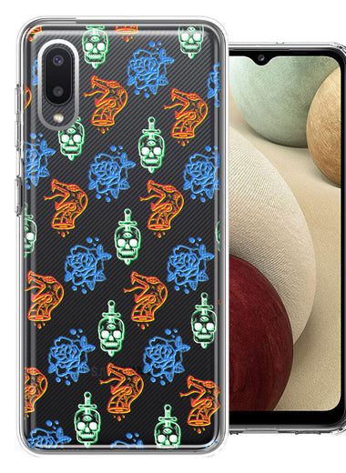 Samsung Galaxy A02 Snakes Skulls Roses Design Double Layer Phone Case Cover