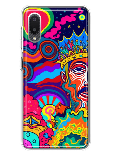 Samsung Galaxy A02 Neon Rainbow Psychedelic Indie Hippie Indie King Hybrid Protective Phone Case Cover