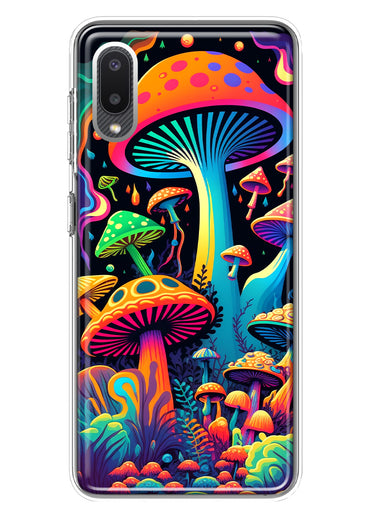 Samsung Galaxy A02 Neon Rainbow Psychedelic Indie Hippie Mushrooms Hybrid Protective Phone Case Cover
