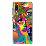 Samsung Galaxy A02 Neon Rainbow Psychedelic Hippie One Eye Pop Art Hybrid Protective Phone Case Cover
